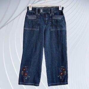 Vintage SAG HABOR Women's Cropped Capri Jeans Pants Embroidered Floral Size 8